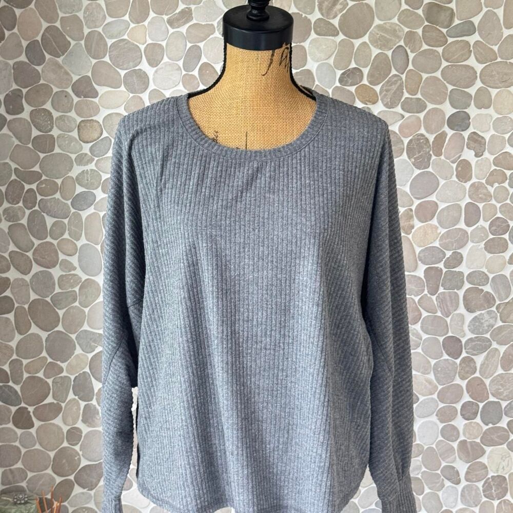 Jane & Delancy Grey ribbed long sleeve top